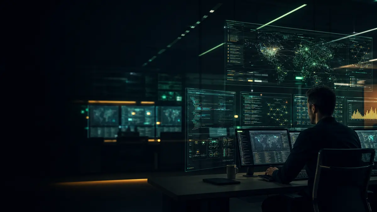 Ethical hacker monitoring code and cyber threat dashboards